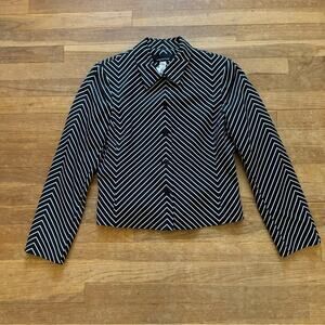 Jones New York black white collared five button suit jacket size 10
 b16